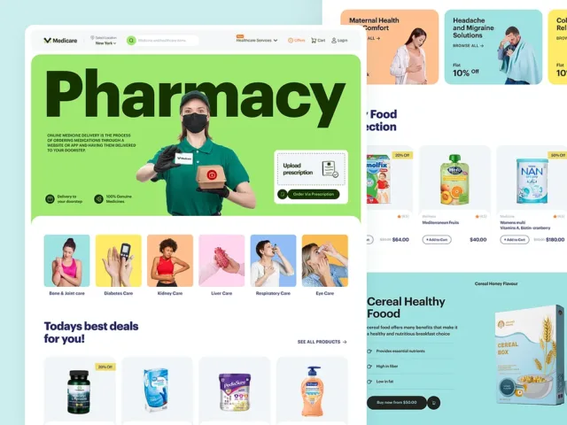 Pharmacy storefront — E-commerce UI