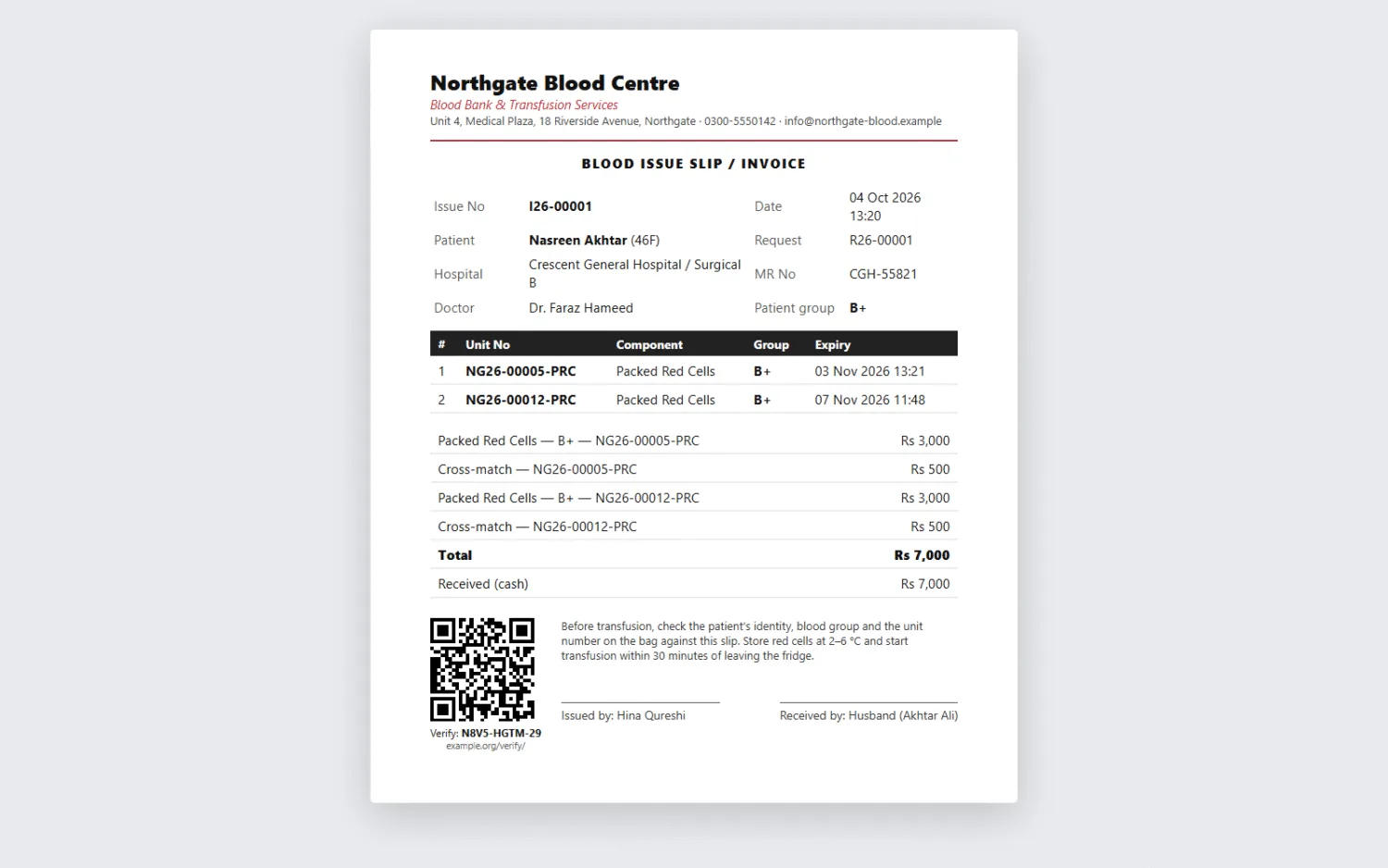 Issue slip with QR