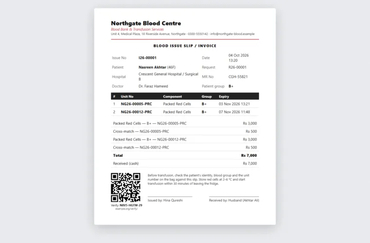 Issue slip with QR