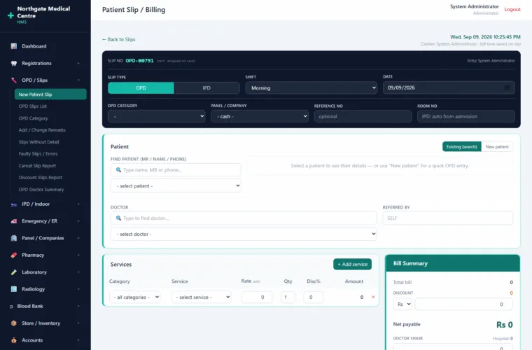 Patient slip & billing