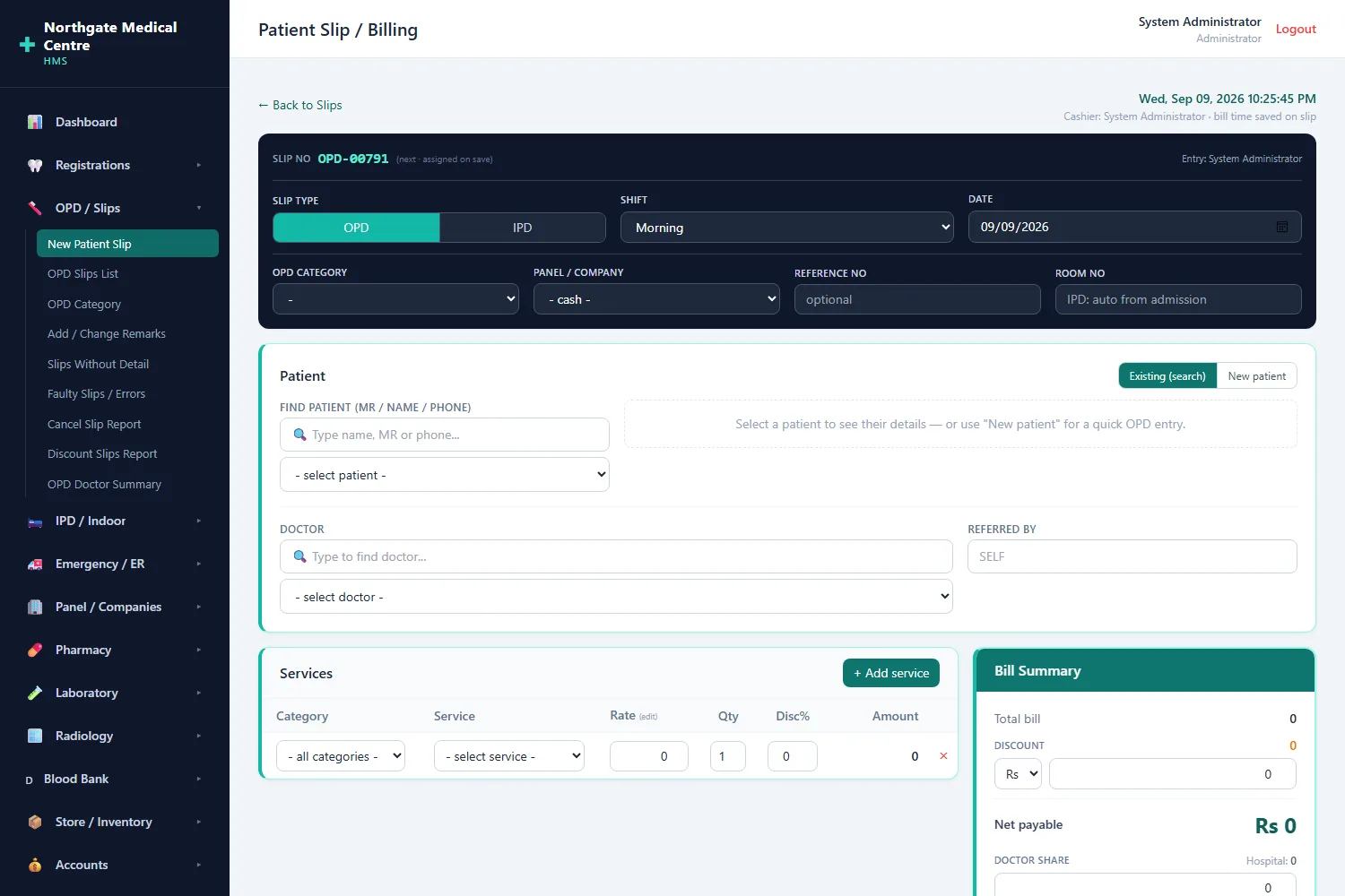 Patient slip & billing