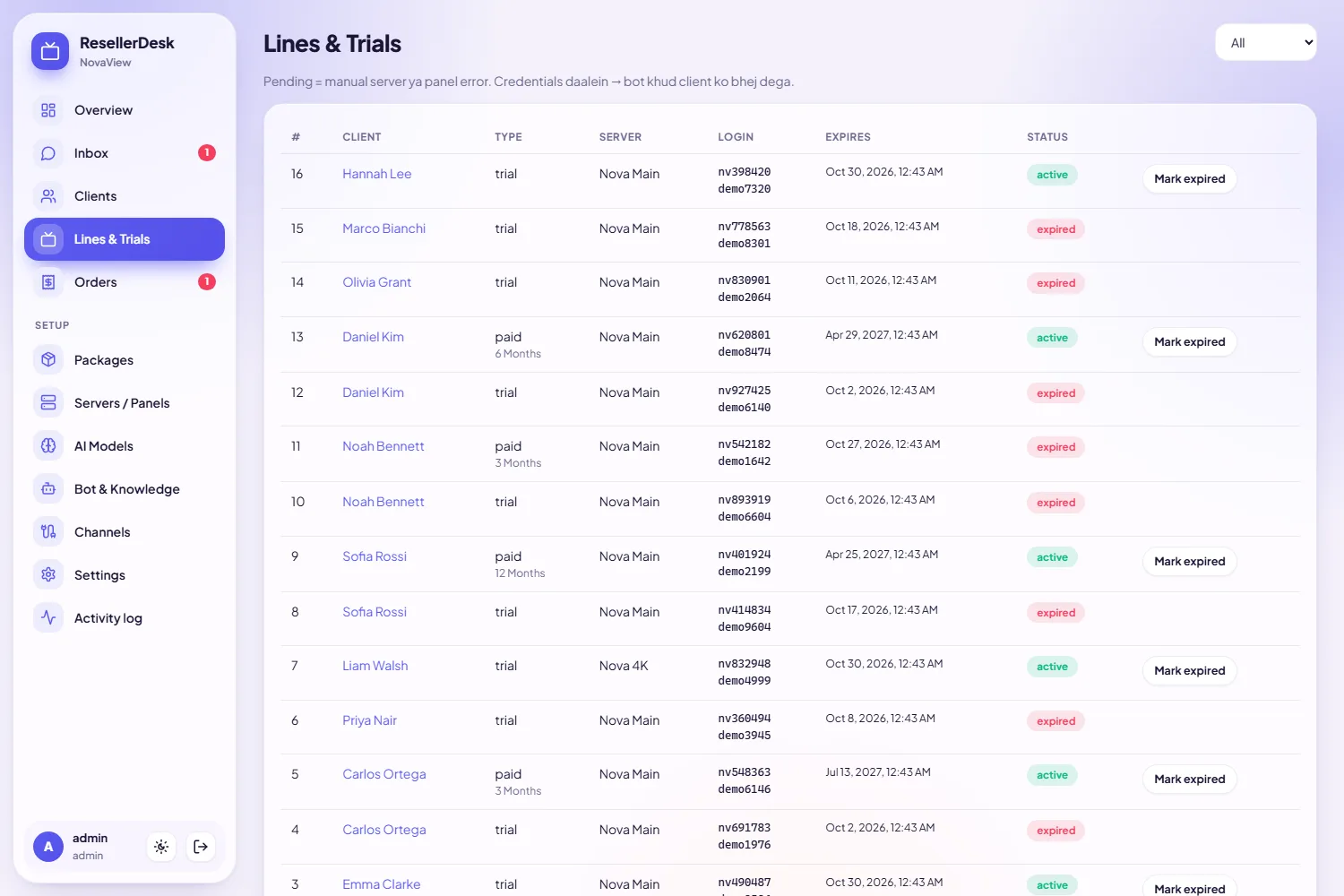 Trials & accounts